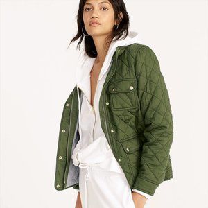 J Crew EUC Quilted Downtown Field Jacket Moss Green Small Tall
